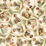 Quilting Treasures - Lil Farmers - Circle Vignettes, Light Green