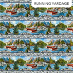 Northcott - Canoe Lake - Border Stripe, Blue