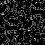 Benartex Kanvas - Cosmo Cats - Outline Cats, Black