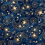 Quilting Treasures - 1776 - Paisley & Stars, Dark Navy