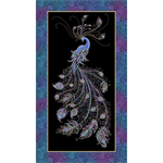 Benartex - Peacock Flourish - 24^ Peacock Panel, Black