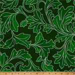 Hoffman California - Christmas Wish - Swirling Leaves, Pine/Silver