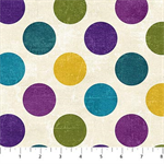 Northcott - Spot On - Teal/Purple/Green Spots, Cream