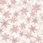 P & B Textiles - Winter Song - Layered Snowflakes, Ecru/Red