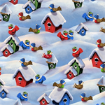 Quilting Treasures - Whirlwind - Birdhouses, Blue