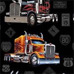 Quilting Treasures - Heavy Metal - Big Rigs, Black