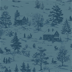 Blank Quilting - Holly Jolly Calico - Winter Scene, Navy