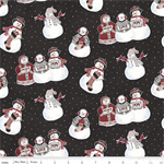 Riley Blake Flannel - Hello Winter Flannel - Snowmen, Black