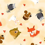 Quilting Treasures - Let's Camp - Tossed Animals, Tan