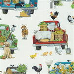 Robert Kaufman - Down on The Farm 19 - Trucks and Farm Animals, White