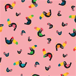 Clothworks - Busy Street - Toucans, Light Raspberry