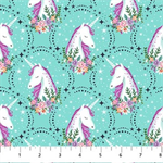 Northcott - Unicorn Dreams - Pretty Unicorns, Turquoise