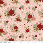 Riley Blake - Christmas Greetings - Floral, Pink