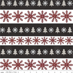 Riley Blake Flannel - Hello Winter Flannel - Winter Stripes, Black