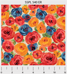 P & B Textiles - Silvia's Splendor - Medium Floral, Ecru/Red