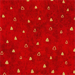 Robert Kaufman - Gustav Klimt - Metallic Gold Triangles Spaced, Red