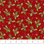 Northcott - Holiday Joy - Tossed Holly, Red
