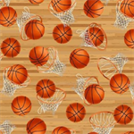 Blank Quilting - Love of the Game - Hoops with Basketballs, Tan