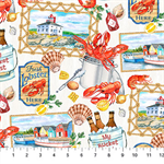 Northcott - Atlantic Coast - Coastal Collage, White