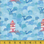 Mook Fabrics - Maritime - Watercolor Seascape, Blue