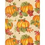 Wilmington Prints - Colors Of Fall - Pumpkin And Leaves , Multi