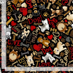 Timeless Treasures - Minky Print - (Softie) - Tossed Dogs & Words, Black