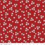 Riley Blake - Mistletoe & Holly - Floral, Barn Red