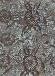 Batik Textiles - Batiks - Large Brown Flower, Aqua