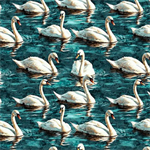 Quilting Treasures - Swan Song - Swans, Dark Turquoise