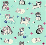 Freckle + Lollie - Little Darlings - Vintage Kitties, Green