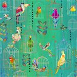 3 Wishes - Tropicolor Birds - Bird Cages, Turquoise