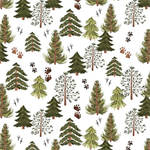 Blank Quilting - Forest Critters - Forest Trees with Animal Paw Prints, Ivory