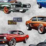 Quilting Treasures - Heavy Metal - Hot Rods, Gray