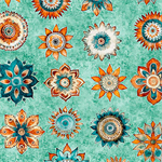 Quilting Treasures - Born To Run - Mandalas, Turquoise