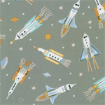 Robert Kaufman - Astrobots Flannel - Rockets, Pewter