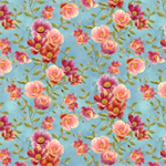 Blank Quilting - Florinda - Anemones Flowers, Teal/Pink