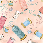 Benartex Kanvas - Sew In Love - Fancy Threads, Light Pink