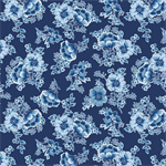 Benartex Traditions - Bluesette - Flower, Dark Blue