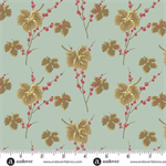 Andover Fabrics - Jingle Bell - Leaves & Berries, Vintage Blue