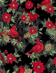 Wilmington Prints - Cardinal Charm - Large Allover w/Cardinals, Black