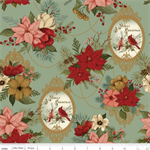 Riley Blake - Christmas Greetings - Festive Floral Arrangement, Spruce