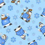 A.E. Nathan - Comfy Flannel Prints - Snowmen, Blue