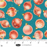 Blank Quilting - Comfort & Joy - Tossed Ornaments, Dark Aqua
