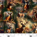 Blank Quilting - Wilderness Song - White Tail Bucks, Brown