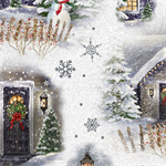 Quilting Treasures - Winter Greetings - Christmas Village Vignettes, White