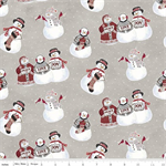 Riley Blake Flannel - Hello Winter Flannel - Snowmen, Taupe