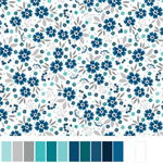 Benartex Traditions - Among the Wildflowers II - Poppies, Indigo