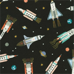 Robert Kaufman - Astrobots Flannel - Rockets, Black