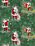 Wilmington Prints - The Jolly North - Scenic Toile and Santas, Green