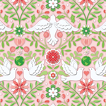 Benartex Contempo - Peace on Earth - Damask, Coral